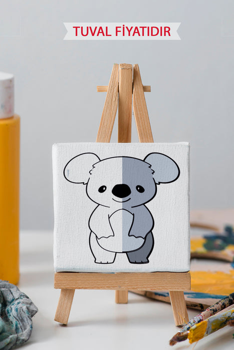 Sevimli Koala Ön Çizimli Boyama Tuvali 9165