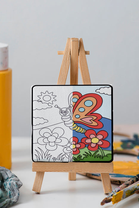 Sevimli Renkli Kelebek, Çocuk Eğitici Tuval Boyama Hobi Seti 9172