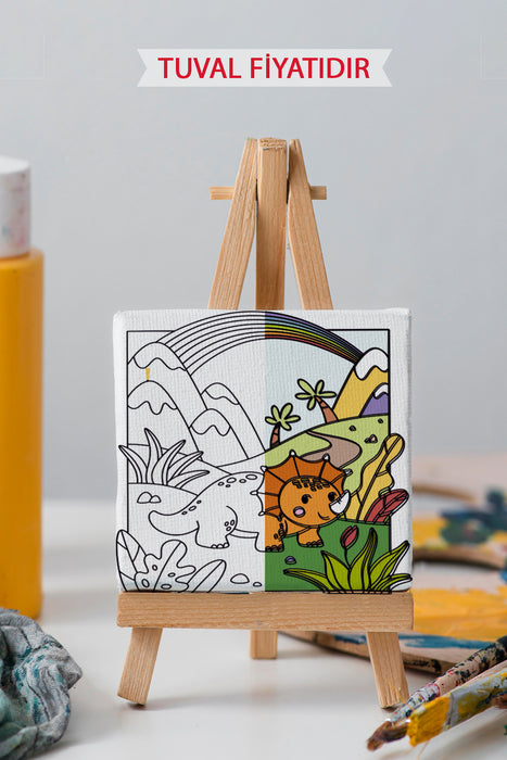 Sevimli Yavru Dinazor Ön Çizimli Boyama Tuvali 9139