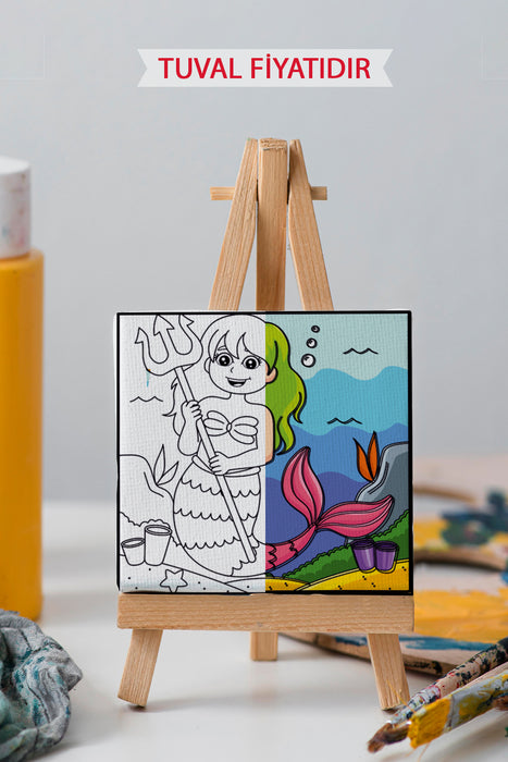 Sevimli Denizkızı Ön Çizimli Boyama Tuvali 9187