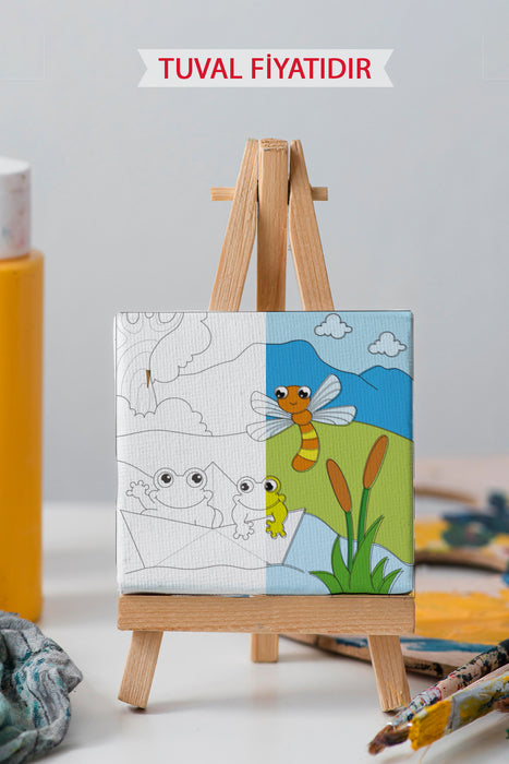 Sevimli Kurbağalar Ön Çizimli Boyama Tuvali 9078