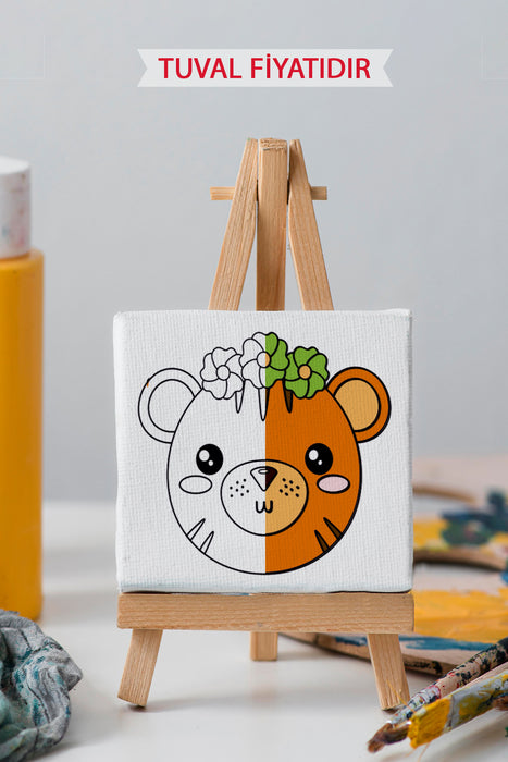 Sevimli Kaplan Ön Çizimli Boyama Tuvali 9178