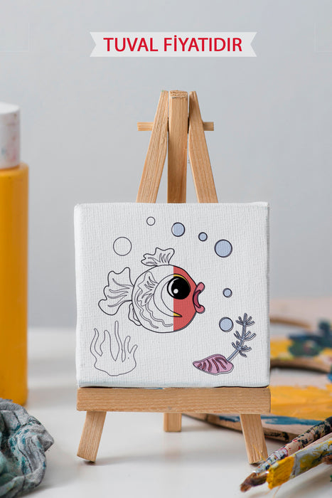 Sevimli Balık Ön Çizimli Boyama Tuvali 9061