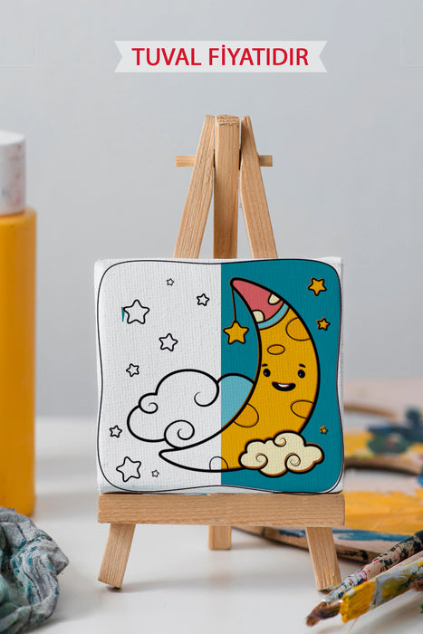 Sevimli Gökyüzü Manzarası Ön Çizimli Boyama Tuvali 9052