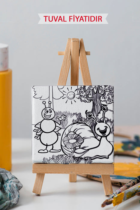 Sevimli Karınca ve Salyangoz Ön Çizimli Boyama Tuvali 9010