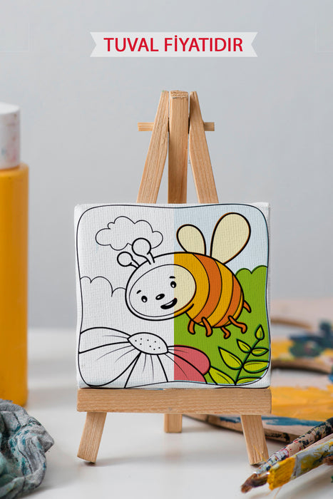Sevimli Arı Ön Çizimli Boyama Tuvali 9038