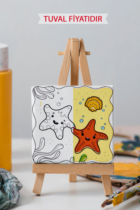 Sevimli Deniz Yıldızları Ön Çizimli Boyama Tuvali 9183