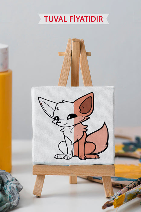 Sevimli Tilki Ön Çizimli Boyama Tuvali 9122