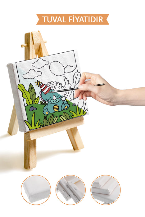 Sevimli Yavru Dinazor Ön Çizimli Boyama Tuvali 9142