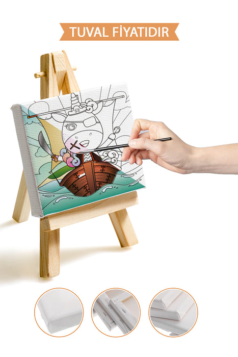 Sevimli Korsan Ön Çizimli Boyama Tuvali 9063