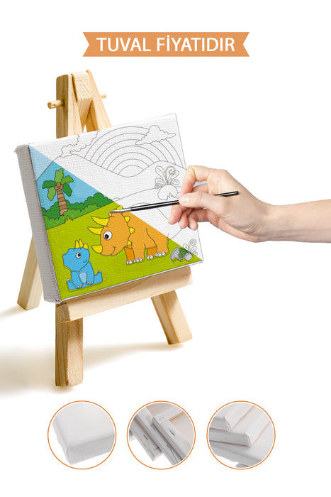 Sevimli Gergedan ve Yavrusu Ön Çizimli Boyama Tuvali 9096