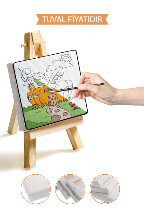 Sevimli Kabak Evi Ön Çizimli Boyama Tuvali 9198