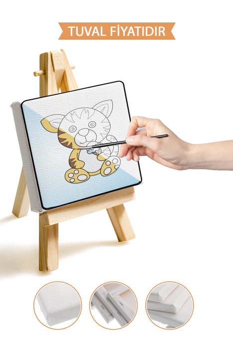 Sevimli Kaplan Ön Çizimli Boyama Tuvali 9170