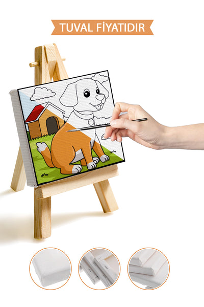 Sevimli Yavru Köpek Ön Çizimli Boyama Tuvali 9114