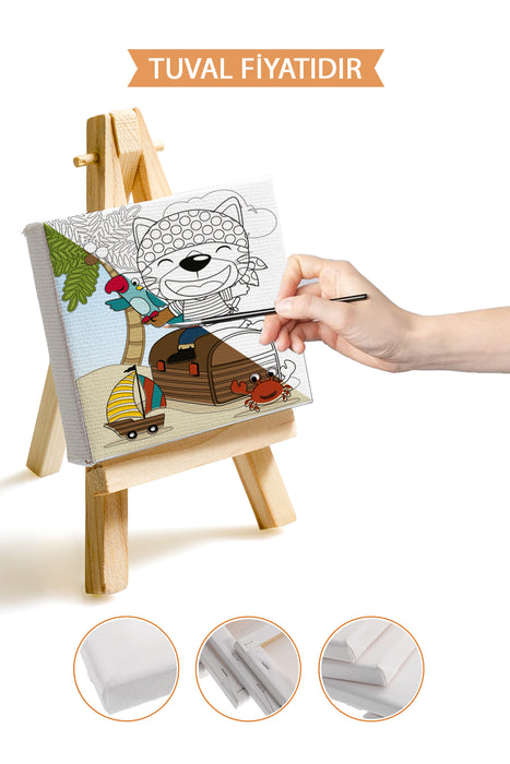 Sevimli Hayvanlar Tablosu Ön Çizimli Boyama Tuvali 9125