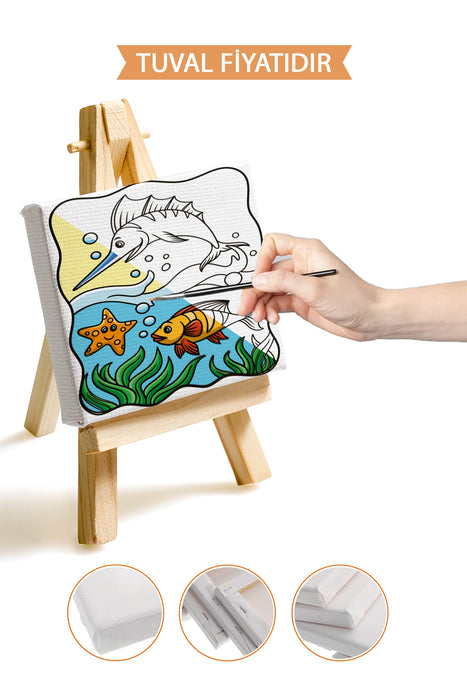Sevimli Deniz Manzarası Ön Çizimli Boyama Tuvali 9015