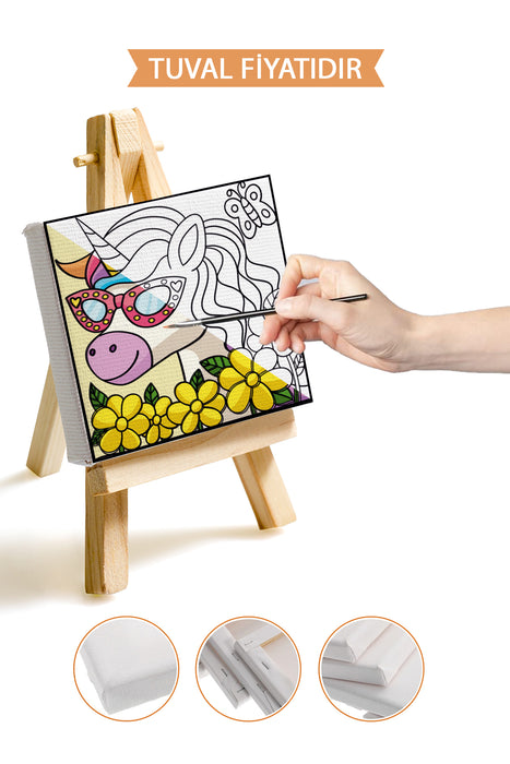 Sevimli Unicorn Ön Çizimli Boyama Tuvali 9221