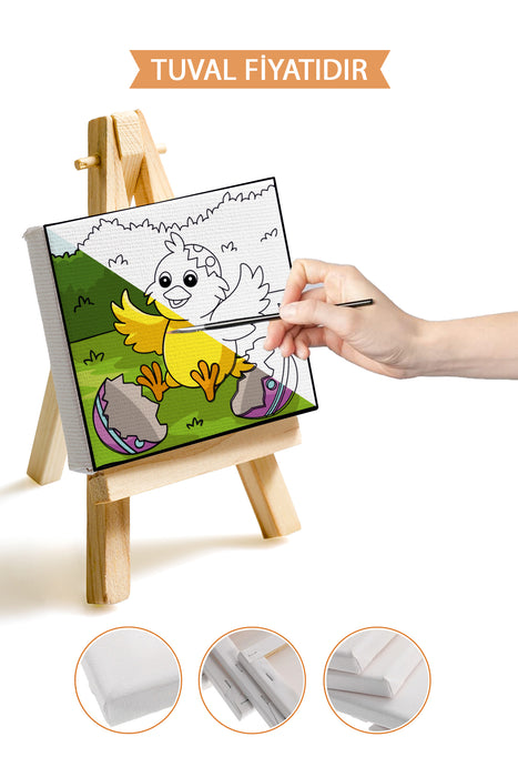 Paskalya Yumurtasından Çıkan Civciv Ön Çizimli Boyama Tuvali 9024