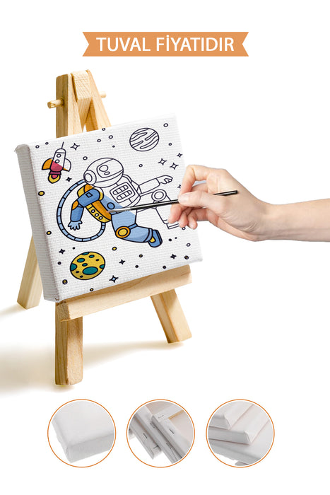 Sevimli Asronot Ön Çizimli Boyama Tuvali 9130