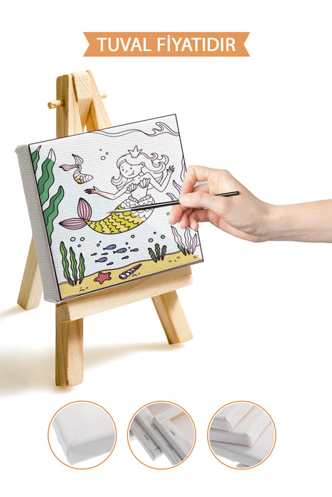 Sevimli Deniz Kızı Ön Çizimli Boyama Tuvali 9148