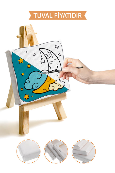 Sevimli Gökyüzü Manzarası Ön Çizimli Boyama Tuvali 9052