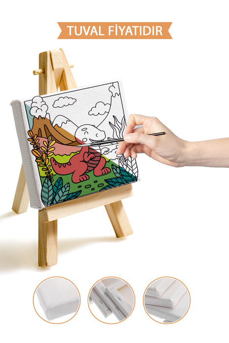 Sevimli Yavru Dinazor Ön Çizimli Boyama Tuvali 9140