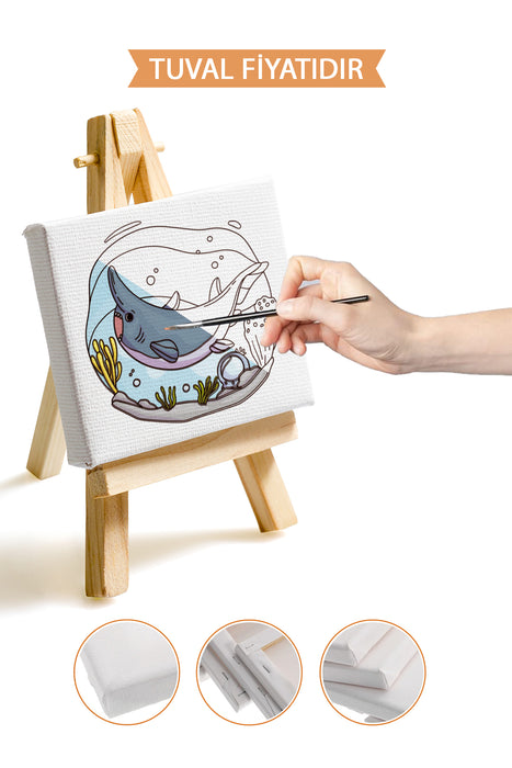 Köpek Balığı Ön Çizimli Boyama Tuvali 9138