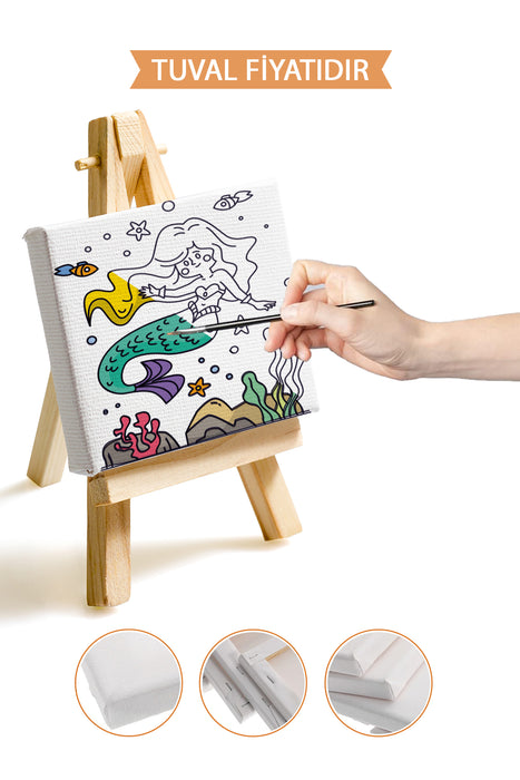 Sevimli Deniz Kızı Ön Çizimli Boyama Tuvali 9153