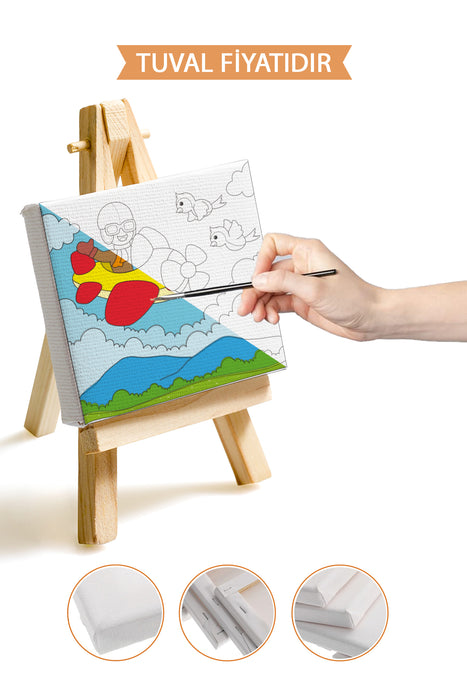 Uçak Pilotu Sevimli Çocuk Ön Çizimli Boyama Tuvali 9071