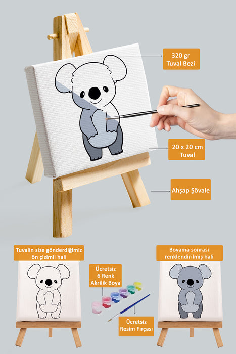 Sevimli Koala, Çocuk Eğitici Tuval Boyama Hobi Seti 9165