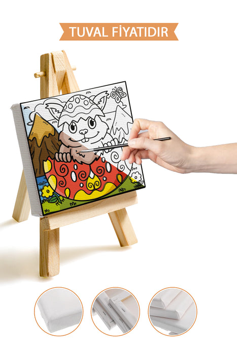 Paskalya Yumurtasındaki Tavşan Ön Çizimli Boyama Tuvali 9007