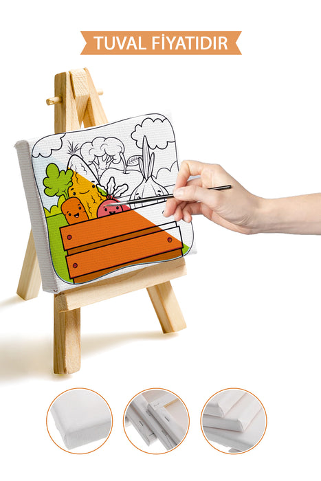 Sevimli Sebzeler Ön Çizimli Boyama Tuvali 9059