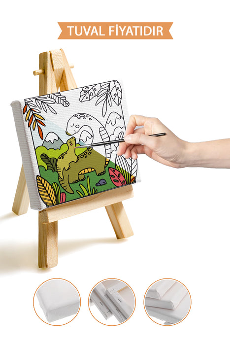 Sevimli Yavru Dinazor Ön Çizimli Boyama Tuvali 9143