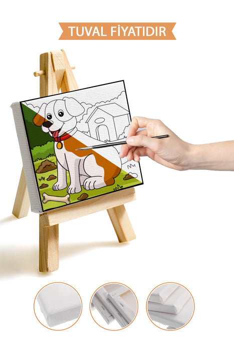 Sevimli Yavru Köpek Ön Çizimli Boyama Tuvali 9113