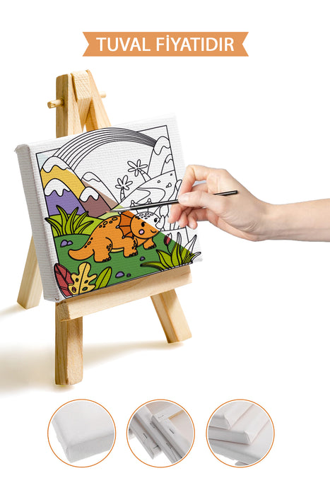 Sevimli Yavru Dinazor Ön Çizimli Boyama Tuvali 9139