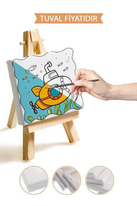 Sevimli Denizaltı Ön Çizimli Boyama Tuvali 9057