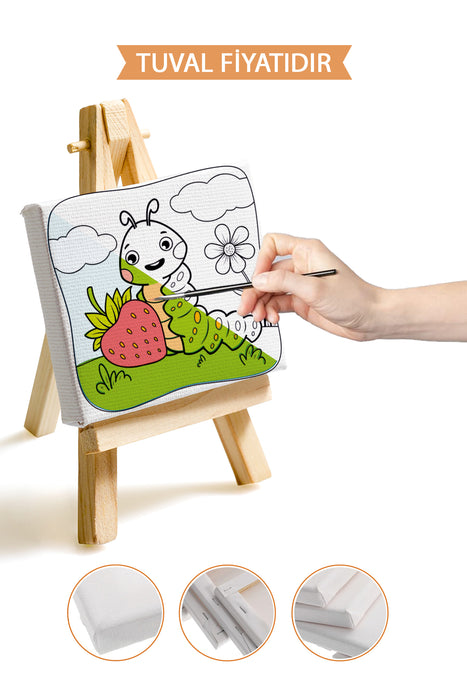 Sevimli Tırtıl Ön Çizimli Boyama Tuvali 9042