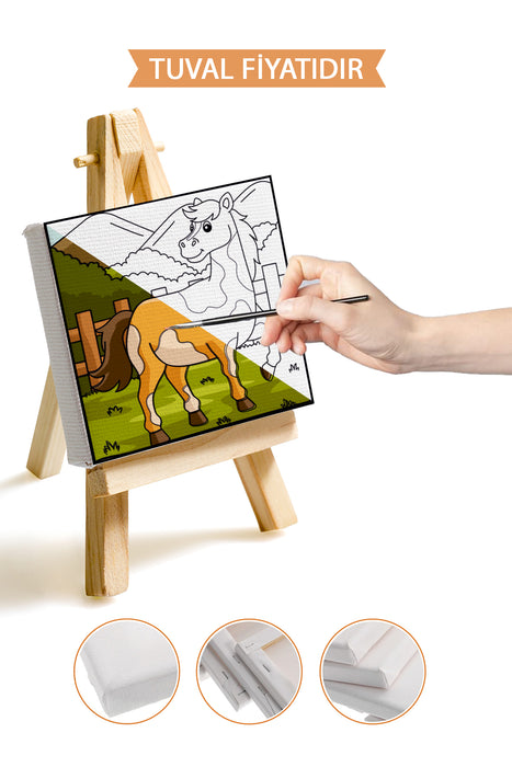 Sevimli At Ön Çizimli Boyama Tuvali 9162