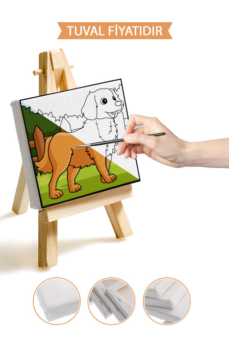 Sevimli Yavru Köpek Ön Çizimli Boyama Tuvali 9127