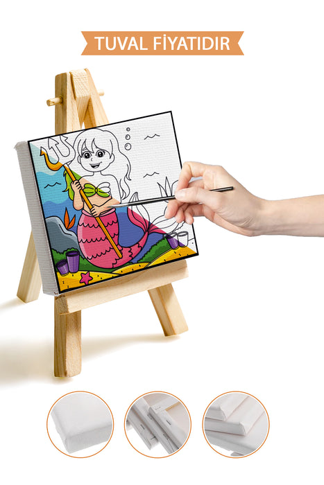 Sevimli Denizkızı Ön Çizimli Boyama Tuvali 9187