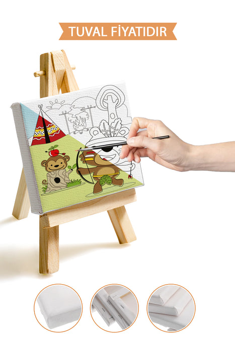 Sevimli Kızılderili Kabilesi Ön Çizimli Boyama Tuvali 9124