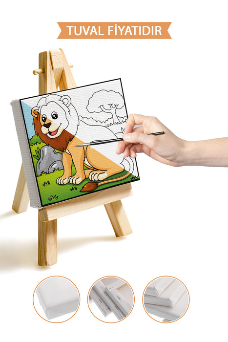 Sevimli Aslan Ön Çizimli Boyama Tuvali 9177