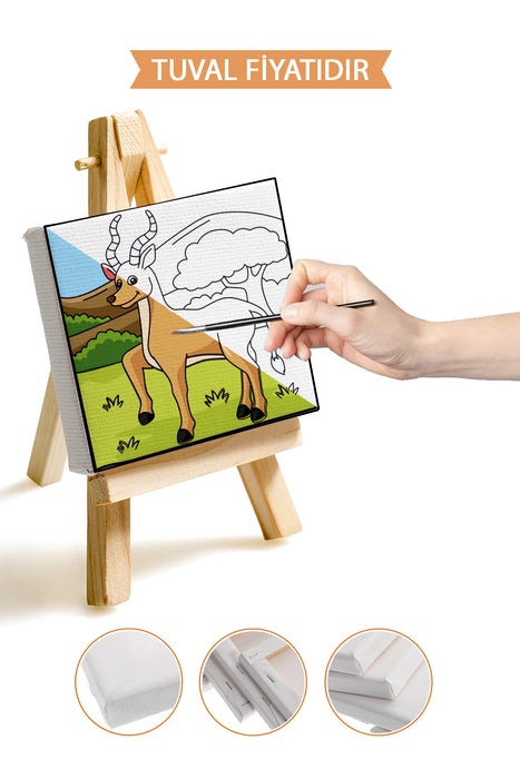 Sevimli Antilop Ön Çizimli Boyama Tuvali 9001