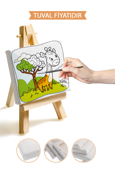 Sevimli Zürafa Ön Çizimli Boyama Tuvali 9048