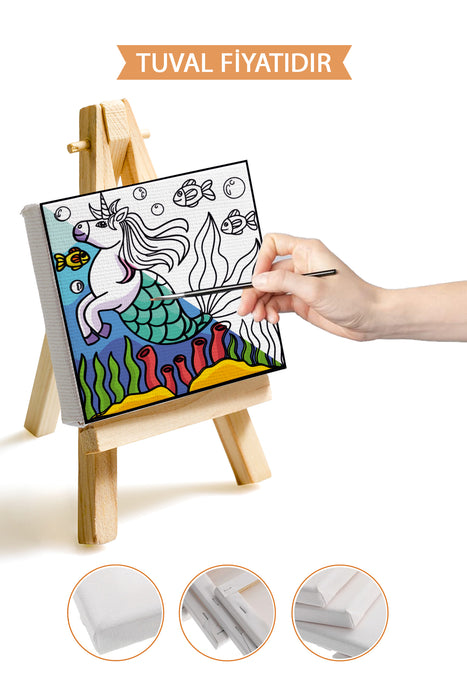 Sevimli Unicorn Ön Çizimli Boyama Tuvali 9218