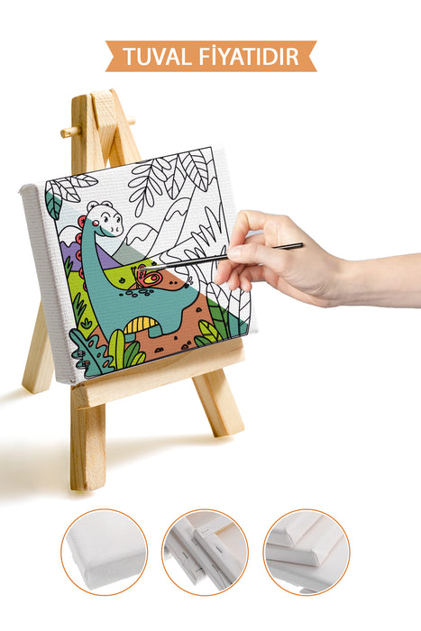 Sevimli Yavru Dinazor Ön Çizimli Boyama Tuvali 9141