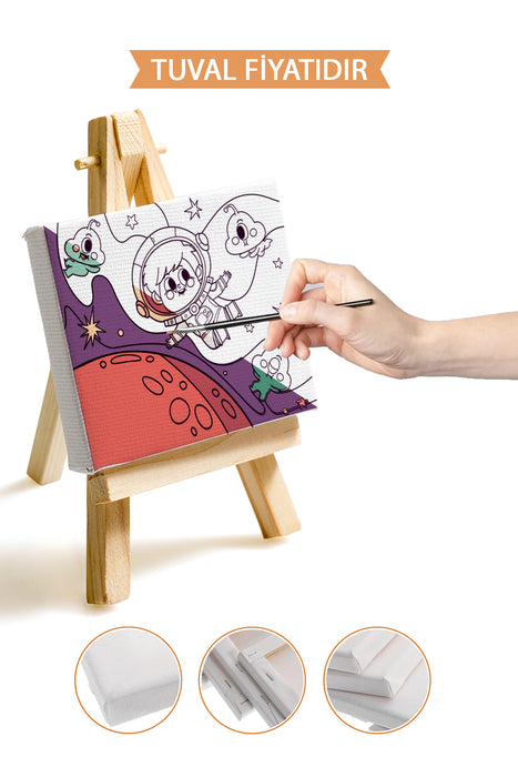 Sevimli Astronot Ön Çizimli Boyama Tuvali 9002