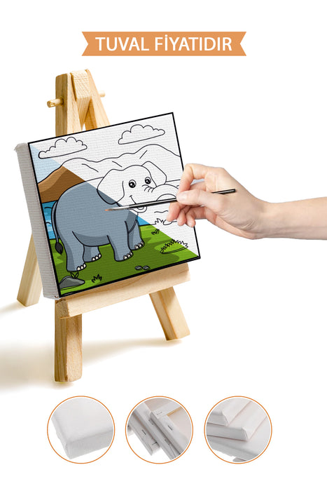 Sevimli Fil Ön Çizimli Boyama Tuvali 9117