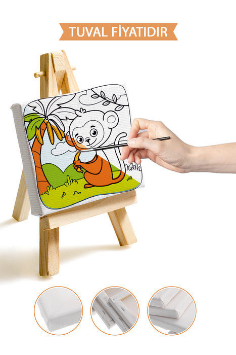 Sevimli Maymun Ön Çizimli Boyama Tuvali 9051