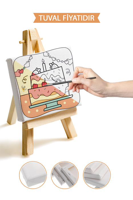 Kız Çocuğu Doğum Günü Pastası Ön Çizimli Boyama Tuvali 9040